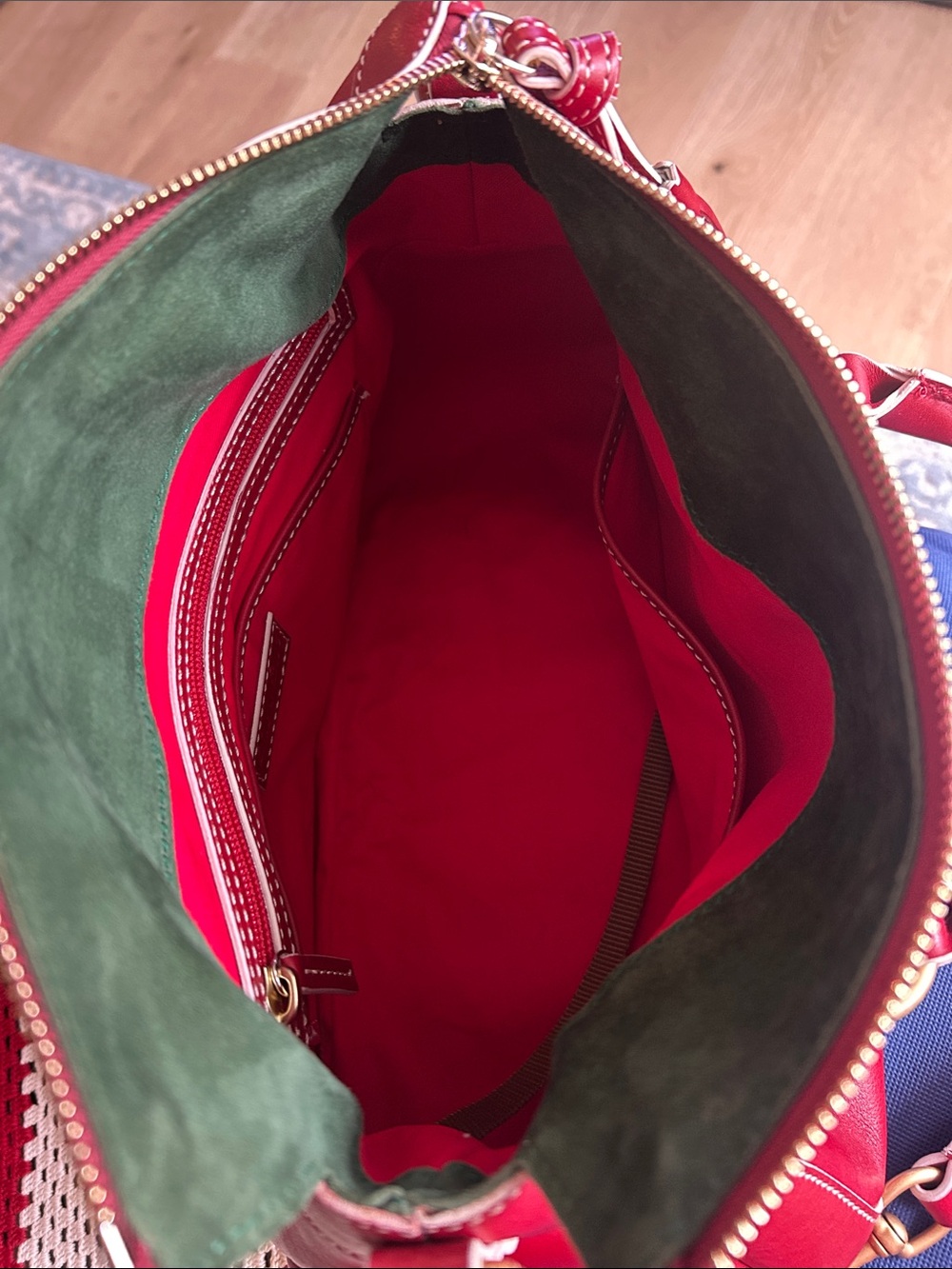 Dooney & Bourke Red Leather Satchel with Gold Hardware - Picture 7 of 11